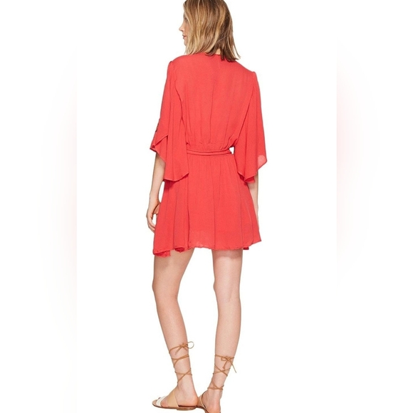 Free People Womens Cora Boho Embroidered Mini Dress Size Small Red Orange - Picture 2 of 10